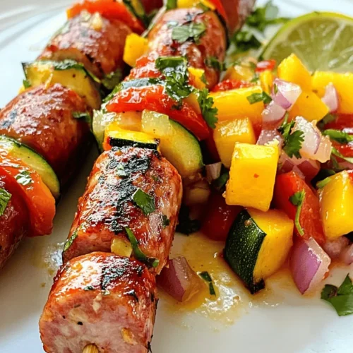 Are you looking to spice up your dinner routine with a dish that tantalizes the taste buds and brings a vibrant burst of flavor to the table? Look no further than Spicy Chicken Sausage Skewers with Mango Salsa. This recipe combines the savory heat of spicy chicken sausage with the refreshing sweetness of mango salsa, creating a delightful contrast that is sure to impress your family and friends. Featuring ground chicken, an array of spices, and fresh vegetables, this dish not only satisfies cravings but also aligns with health-conscious choices.
