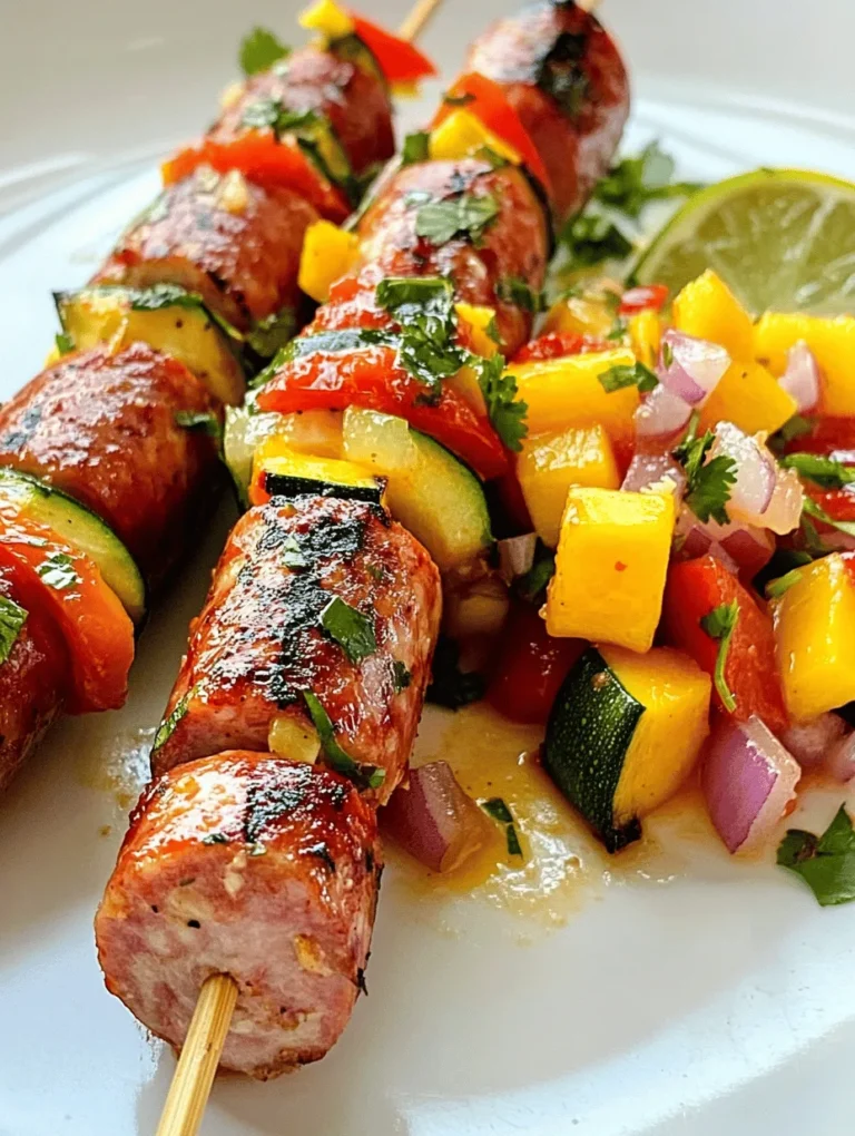 Are you looking to spice up your dinner routine with a dish that tantalizes the taste buds and brings a vibrant burst of flavor to the table? Look no further than Spicy Chicken Sausage Skewers with Mango Salsa. This recipe combines the savory heat of spicy chicken sausage with the refreshing sweetness of mango salsa, creating a delightful contrast that is sure to impress your family and friends. Featuring ground chicken, an array of spices, and fresh vegetables, this dish not only satisfies cravings but also aligns with health-conscious choices.