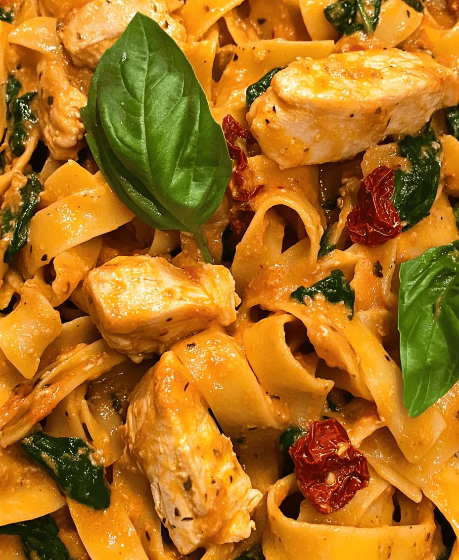 In the world of culinary delights, few dishes hold the power to evoke romance quite like the <strong>Marry Me Chicken Pasta Delight</strong>. This recipe is not just a meal; it’s a heartfelt invitation to share a moment, a promise, or a celebration. Picture this: a cozy dinner, flickering candlelight, and the tantalizing aroma of creamy pasta wafting through the air. Whether you’re planning a special date night, celebrating an anniversary, or simply wishing to impress someone you love, this dish is your culinary wingman.” /></p>
</p>
<h3>Making the Sauce</h3>
</p>
<p>Creating the perfect sauce for your Marry Me Chicken Pasta Delight is essential to achieving that balanced and rich flavor profile that will leave your loved ones swooning. Start by heating a large skillet over medium heat and add a splash of olive oil. Once the oil is hot, introduce minced garlic and finely chopped onions, sautéing until they become translucent and fragrant—this step is crucial as it lays the foundation for the sauce’s depth of flavor.</p>
</p>
<p>Next, add in the diced tomatoes and let them simmer for about 5 minutes. This allows the tomatoes to release their juices, intensifying the sauce’s flavor. To enhance the richness, pour in some heavy cream, stirring continuously until everything is well combined. The cream not only adds a luxurious texture but also balances the acidity of the tomatoes. For a taste that sings, season with salt, pepper, and a sprinkle of Italian seasoning.</p>
</p>
<h4>Adjusting Spice Levels with Red Pepper Flakes</h4>
</p>
<p>If you desire a touch of heat, this is where red pepper flakes come into play. Start with a pinch and taste as you go, adjusting to your preference. This flexibility allows you to tailor the dish’s spice level to suit both your palate and that of your loved ones. Remember, it’s easier to add more spice than to take it away, so err on the side of caution if you’re unsure.</p>
</p>
<h3>Combining Ingredients</h3>
</p>
<p>Once your sauce is cooked to perfection, it’s time to combine it with the pasta. If you’ve cooked your pasta al dente, reserve about a cup of the pasta water before draining. This starchy water is a secret weapon for achieving the right sauce consistency.</p>
</p>
<p>Add the drained pasta directly to the skillet with your sauce. Using tongs or a large spoon, gently toss the pasta, ensuring it is evenly coated. If the sauce seems too thick, gradually mix in the reserved pasta water, a little at a time, until you reach your desired consistency. This technique not only ensures that every strand of pasta is enveloped in the rich sauce but also helps the sauce cling beautifully to the pasta.</p>
</p>
<h3>Serving Suggestions</h3>
</p>
<p>Presentation can elevate your Marry Me Chicken Pasta Delight from a simple meal to a romantic feast. For ideal plating, use a large serving bowl or individual plates. When plating, twirl the pasta into a nest shape—this technique not only looks elegant but also makes it easier for guests to serve themselves.</p>
</p>
<h4>Garnishing Tips with Fresh Basil and Parmesan</h4>
</p>
<p>To finish, generously sprinkle freshly grated Parmesan cheese over the top of the pasta. This adds an extra layer of flavor and creates a beautiful contrast against the red sauce. Fresh basil leaves are another fantastic garnish; not only do they add a pop of color, but they also impart a fresh aroma that enhances the overall dining experience. For an added touch, drizzle a bit of high-quality olive oil over the top before serving.</p>
</p>
<h3>Nutritional Information</h3>
</p>
<p>Understanding the nutritional value of your Marry Me Chicken Pasta Delight can enrich your cooking experience. A typical serving contains approximately 650-700 calories, depending on the specific ingredients used and portion sizes. The dish is rich in protein from the chicken, carbohydrates from the pasta, and healthy fats from olive oil and cream.</p>
</p>
<h4>Breakdown of Calories and Nutritional Values per Serving</h4>
</p>
<p>– <strong>Calories</strong>: 650-700</p>
<p>– <strong>Protein</strong>: 30-35g</p>
<p>– <strong>Carbohydrates</strong>: 60-65g</p>
<p>– <strong>Fat</strong>: 30-35g</p>
<p>– <strong>Fiber</strong>: 3-4g</p>
</p>
<p>This dish also offers potential health benefits, including protein for muscle repair and healthy fats for overall well-being. However, if you’re looking to lighten the dish, consider using whole grain pasta or substituting half-and-half for heavy cream.</p>
</p>
<h3>Variations and Customizations</h3>
</p>
<p>One of the best aspects of cooking is the ability to customize recipes to your taste. For those who prefer different proteins, consider swapping out the chicken for shrimp or even tofu for a vegetarian option. You can also incorporate vegetables like spinach, bell peppers, or mushrooms for added nutrition and flavor.</p>
</p>
<h4>Ideas for Dietary Modifications</h4>
</p>
<p>If you’re catering to specific dietary needs, gluten-free pasta can easily replace traditional pasta without sacrificing taste. For dairy-free options, use coconut milk in place of heavy cream and nutritional yeast instead of Parmesan cheese for a cheesy flavor.</p>
</p>
<h3>Creative Serving Ideas</h3>
</p>
<p>To elevate your dining experience further, consider pairing your Marry Me Chicken Pasta Delight with a simple side salad drizzled with balsamic vinaigrette or garlic bread for a complete meal. These sides not only complement the pasta but also add variety to your dinner table.</p>
</p>
<h3>The Romantic Appeal of Cooking Together</h3>
</p>
<p>Cooking is an intimate experience that can strengthen relationships. The act of preparing a meal together fosters teamwork and communication, allowing couples to bond over shared activities. Whether you’re chopping vegetables or stirring the sauce, each moment spent in the kitchen creates memories that will last a lifetime.</p>
</p>
<p>Food has an incredible ability to evoke emotions and create connections. Sharing a meal, especially one as delightful as Marry Me Chicken Pasta, becomes a celebration of love and commitment. As you enjoy the fruits of your labor, reflect on the joy that comes from cooking together. As the famous chef Julia Child once said, “People who love to eat are always the best people.”</p>
</p>
<h3>Conclusion</h3>
</p>
<p>Marry Me Chicken Pasta Delight is not just a meal; it’s an experience that brings joy and connection. Each step, from making the sauce to the final garnishing, is an opportunity to create lasting memories, whether enjoyed with a partner, family, or friends. This dish invites you to experiment and make it your own, reflecting your unique tastes and culinary style.</p>
</p>
<p>As you embark on this cooking adventure, remember that the ultimate goal is to enjoy the process and cherish the moments spent together. So, gather your loved ones, roll up your sleeves, and dive into the heartwarming experience of preparing and sharing this delightful recipe. The power of food in creating lasting memories and relationships is undeniable—enjoy every bite!</p>
<div id=