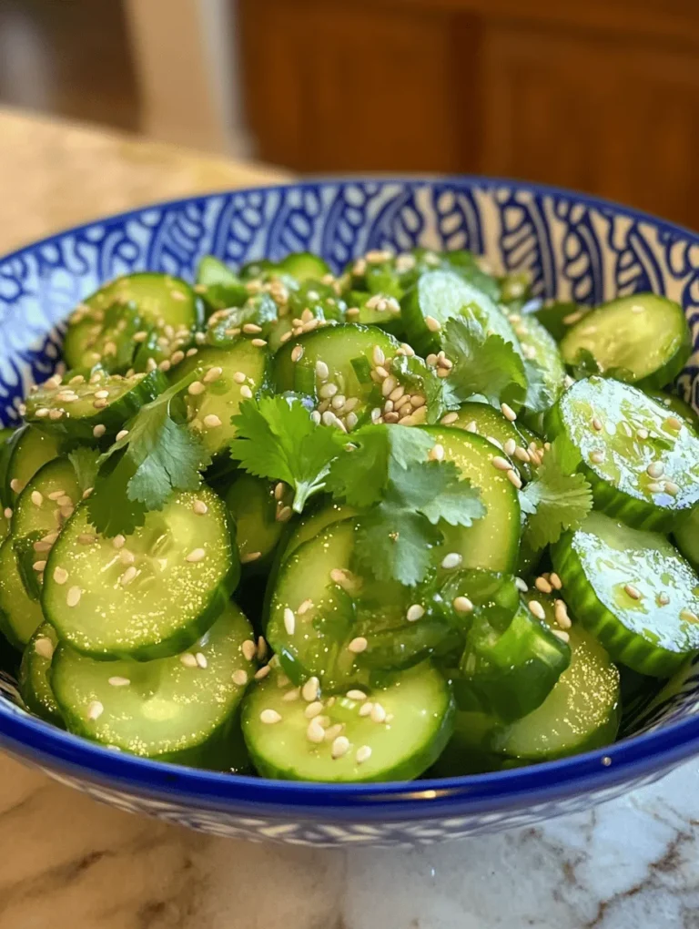 The Crunchy Sesame Asian Cucumber Salad is a dish that showcases the beauty of simplicity. It is particularly appealing during warmer months when fresh vegetables are abundant, and the desire for light, refreshing meals is at an all-time high. This salad isn't just about nourishment; it's a celebration of flavors. The crispness of the cucumbers, combined with the umami of soy sauce and the nuttiness of sesame oil, creates a delightful harmony that dances on the taste buds.