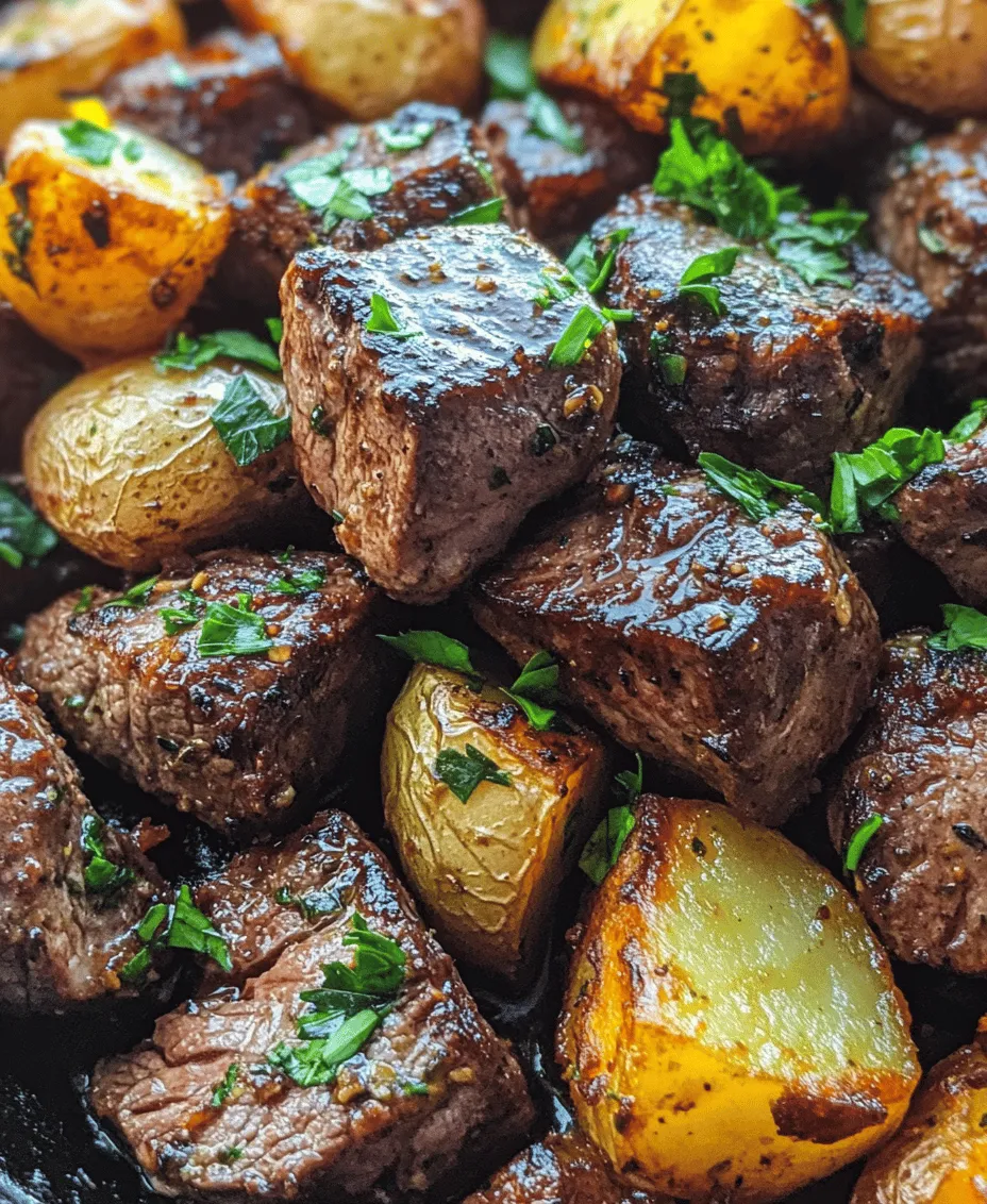 Sizzling Garlic Butter Steak Bites paired with Crispy Potatoes is a dish that tantalizes the senses and satisfies the palate. Whether you're looking to whip up a quick weeknight dinner or impress guests at a special gathering, this recipe has you covered. The combination of tender, juicy steak bites bathed in a rich garlic butter sauce, alongside perfectly crispy potatoes, makes for a meal that is not only delicious but also visually appealing. The vibrant flavors and contrasting textures create a dining experience that is sure to leave everyone asking for seconds.