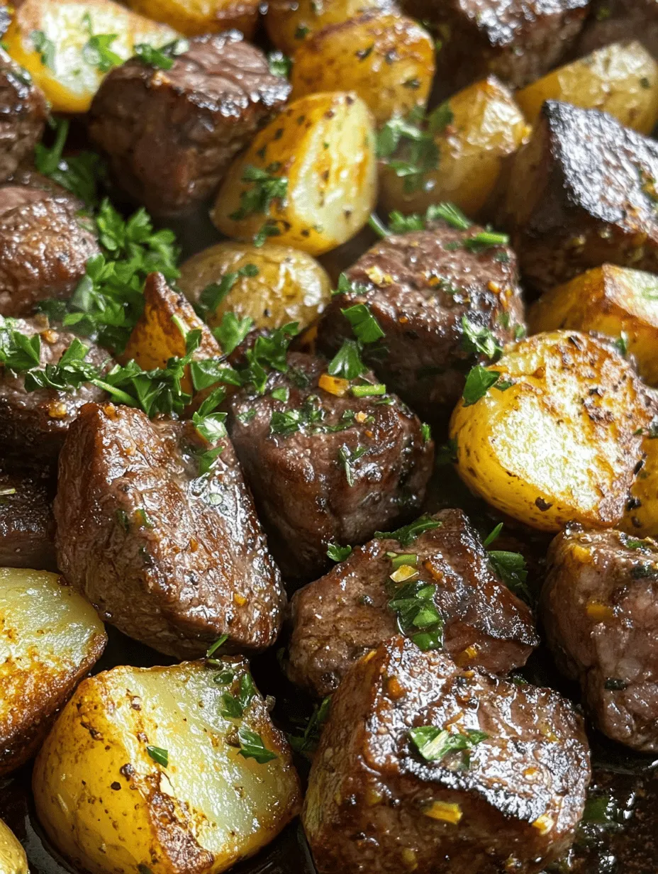 Sizzling Garlic Butter Steak Bites paired with Crispy Potatoes is a dish that tantalizes the senses and satisfies the palate. Whether you're looking to whip up a quick weeknight dinner or impress guests at a special gathering, this recipe has you covered. The combination of tender, juicy steak bites bathed in a rich garlic butter sauce, alongside perfectly crispy potatoes, makes for a meal that is not only delicious but also visually appealing. The vibrant flavors and contrasting textures create a dining experience that is sure to leave everyone asking for seconds.