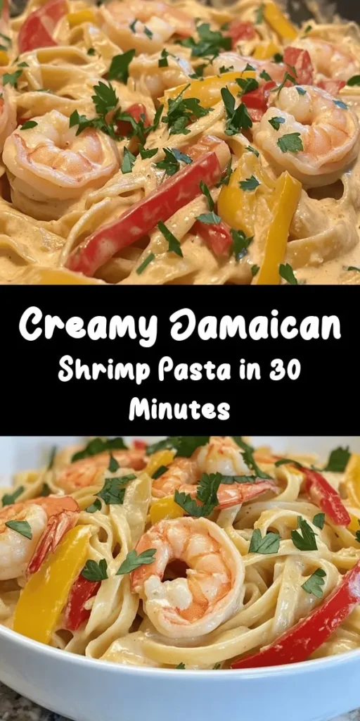 Discover a taste of the Caribbean with this creamy Jamaican Shrimp Pasta recipe! Featuring succulent shrimp cooked to perfection and tossed with vibrant bell peppers and a spicy Scotch bonnet pepper, this dish is sure to impress. With a rich sauce made from coconut milk and heavy cream, each bite is a delightful blend of flavors. Perfect for a quick weeknight dinner or a special occasion, serve it with a sprinkle of fresh parsley and Parmesan. Enjoy a culinary escape today!