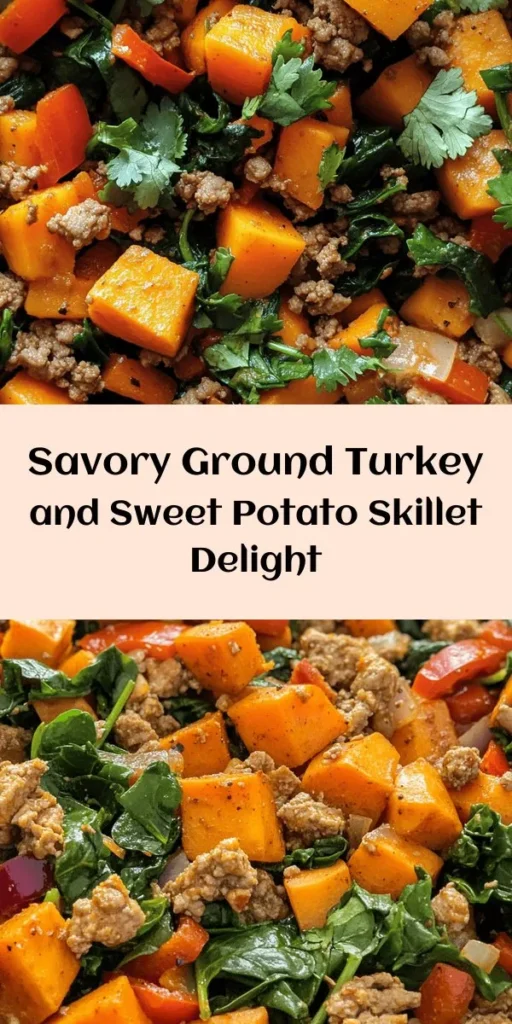 Try this healthy and delicious Ground Turkey Sweet Potato Skillet recipe for a quick weeknight dinner! Made with ground turkey, sweet potatoes, bell peppers, and a blend of spices, this dish is packed with flavor and nutrition. It's simple to make in just 30 minutes and perfect for meal prep. Serve it on its own or over quinoa for a hearty meal. Don't forget to garnish with fresh cilantro or parsley for an extra touch!