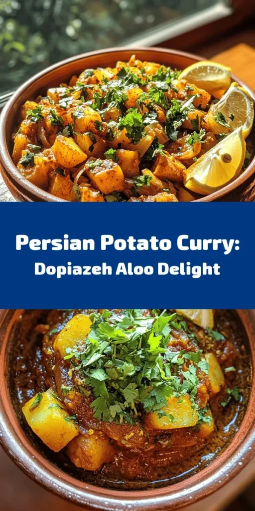 Discover the delightful flavors of Dopiazeh Aloo, a savory Persian potato curry that’s perfect for any meal! Made with tender potatoes, caramelized onions, and aromatic spices like turmeric and cumin, this dish is sure to impress. Simply sauté onions, blend in spices, and simmer with tomato puree and potatoes for a comforting meal. Garnish with fresh cilantro and serve with lemon for an extra zing. A delicious experience awaits you!