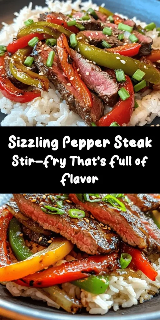 Elevate your dinner with this sizzling pepper steak stir-fry! This quick and flavorful recipe features tender flank steak marinated in a savory soy sauce blend, sautéed with vibrant bell peppers and onions. Finished with a splash of oyster sauce and sesame oil, it’s perfect over rice or noodles. Ready in just 30 minutes, it's a delicious and satisfying meal for any night of the week. Don't forget to top it with green onions and sesame seeds for that extra flavor burst!