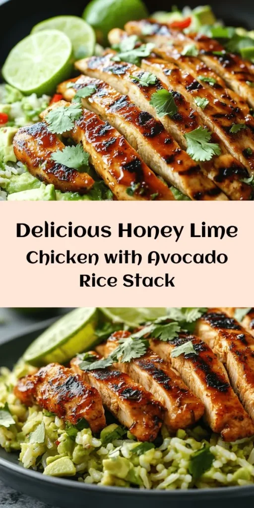 Create a flavorful and healthy dinner with this Honey Lime Chicken & Avocado Rice Stack! With marinated chicken bursting with sweet and tangy flavors, and a creamy avocado rice base, this dish is sure to impress. It's easy to prepare and perfect for a weeknight meal. Just marinate the chicken, cook the jasmine rice with fresh ingredients, and stack it all up to enjoy a delicious bite every time. A delightful way to bring a burst of sunshine to your table!