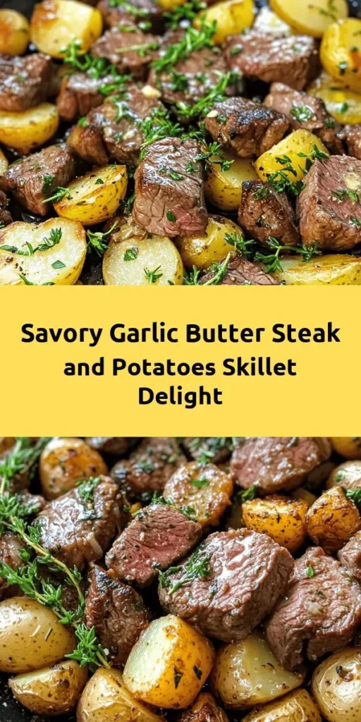Savor the rich flavors of Garlic Butter Steak and Potatoes Skillet! This easy 30-minute recipe combines tender steak with crispy baby potatoes, all enhanced by garlic and fresh herbs. Perfect for busy weeknights or a cozy dinner, it's a one-pan meal that makes cooking and cleanup a breeze. Just sear the steak, sauté the potatoes, mix in some aromatic garlic and herbs, and enjoy a delicious dinner in no time!