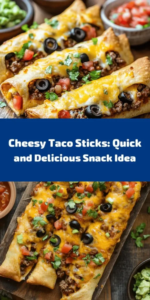 Whip up a fun and delicious snack with these Cheesy Taco Sticks! Using just a few simple ingredients like pizza dough, ground beef or turkey, refried beans, and cheese, these savory treats are perfect for game day or a family meal. Filled with seasoned meat, fresh veggies, and baked to golden perfection, they're best enjoyed warm with salsa or guacamole. Easy to make and even easier to eat, your taste buds will thank you!