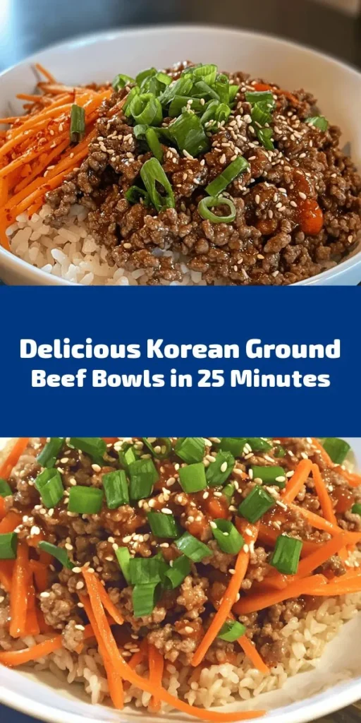 Craving something delicious and easy? Try this savory Korean Ground Beef Bowl! In just 25 minutes, you can whip up a flavorful dish using lean ground beef marinated in soy sauce, brown sugar, and sesame oil. Cooked with garlic, ginger, and fresh veggies, it’s served over a bed of rice and topped with sesame seeds. Perfect for a quick weeknight meal, this bowl can be customized with kimchi for an extra kick. Enjoy a taste of Korea at home!