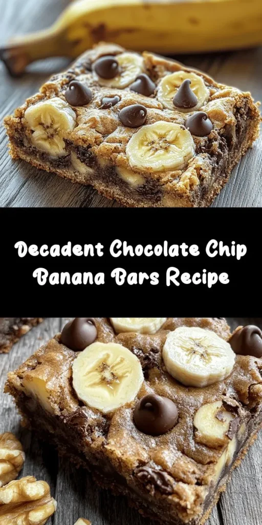Indulge in the best of both worlds with these Chocolate Chip Banana Bars! Made with ripe bananas and a touch of coconut oil, they're perfectly moist and bursting with flavor. This easy recipe combines simple ingredients like brown sugar, eggs, and chocolate chips for a delicious treat that everyone will love. Bake in just 30 minutes for a delightful snack or dessert. Perfect for sharing or keeping all to yourself!