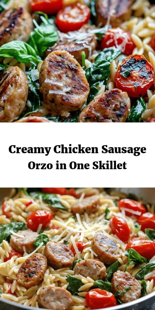 Indulge in this creamy chicken sausage orzo skillet that combines savory flavors and hearty ingredients for a delightful dish! With just one pan and 30 minutes, you can whip up a comforting meal featuring tender chicken sausage, orzo pasta, fresh spinach, and cherry tomatoes, all enveloped in a rich cream sauce. Perfect for a weeknight dinner or a cozy gathering, this recipe is sure to impress! Don’t forget the fresh basil for a burst of flavor!