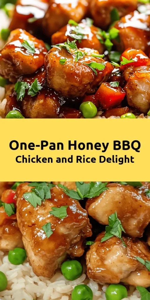 Try this mouthwatering One-Pan Honey BBQ Chicken Rice for an easy and delicious weeknight dinner! Tender chicken thighs, aromatic veggies, and fluffy rice are infused with sweet honey and rich BBQ sauce, creating a comforting dish that the whole family will love. With minimal cleanup and quick prep, it's perfect for busy nights. Garnish with fresh parsley for a pop of color and extra flavor. Enjoy a flavorful meal in just 40 minutes!