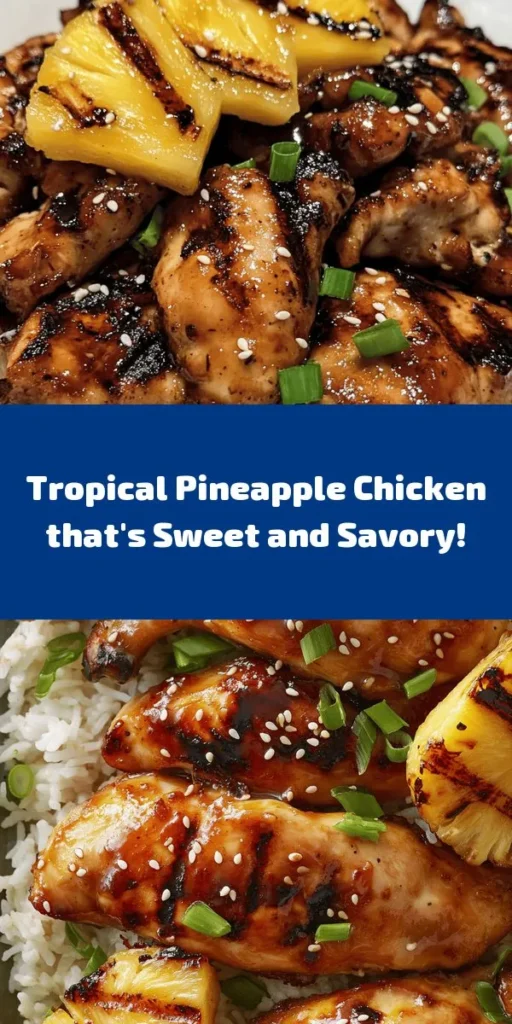 Indulge in a taste of the tropics with this delicious Tropical Pineapple-Glazed Chicken recipe! Juicy chicken breasts are marinated in a sweet and savory blend of fresh pineapple juice, brown sugar, and soy sauce. Perfect for grilling, this dish is enhanced with a thickened glaze and optional grilled pineapple slices for extra flavor. Serve over fluffy jasmine rice or alongside steamed veggies and garnish with green onions and sesame seeds. A delightful creation for any dinner!