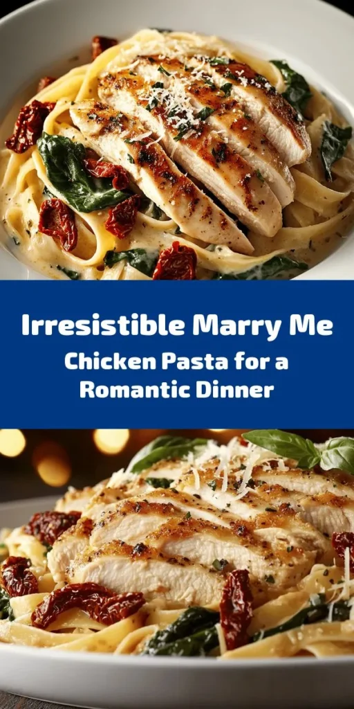 Indulge in this Marry Me Chicken Pasta that’s sure to impress! This creamy blend of chicken, sun-dried tomatoes, and fresh spinach is tossed with fettuccine and topped with Parmesan for a delightful meal perfect for any occasion. With easy steps and just 35 minutes to prepare, you’ll have a delicious dinner ready in no time. Don’t forget the fresh basil for that extra touch! Perfect for cozy nights in or special celebrations. 🍝❤️
