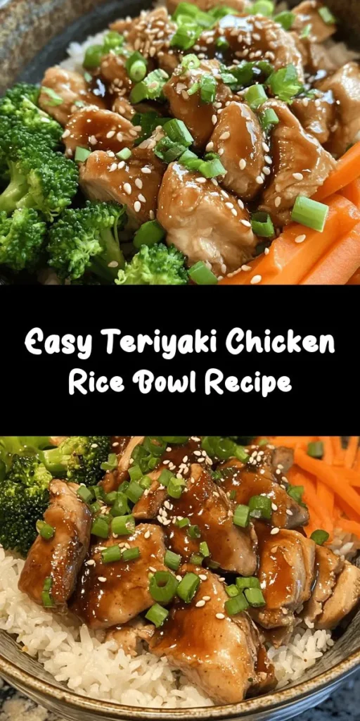 Whip up a delicious Teriyaki Chicken Rice Bowl that’s perfect for busy nights! This recipe features marinated chicken thighs cooked to perfection and served over fluffy jasmine rice. Load it up with vibrant broccoli and carrots, then finish with a sprinkle of green onions and sesame seeds for a burst of flavor. With easy steps and simple ingredients, this dish is a delightful way to enjoy a homemade meal in under an hour. Perfect for families or meal prep!