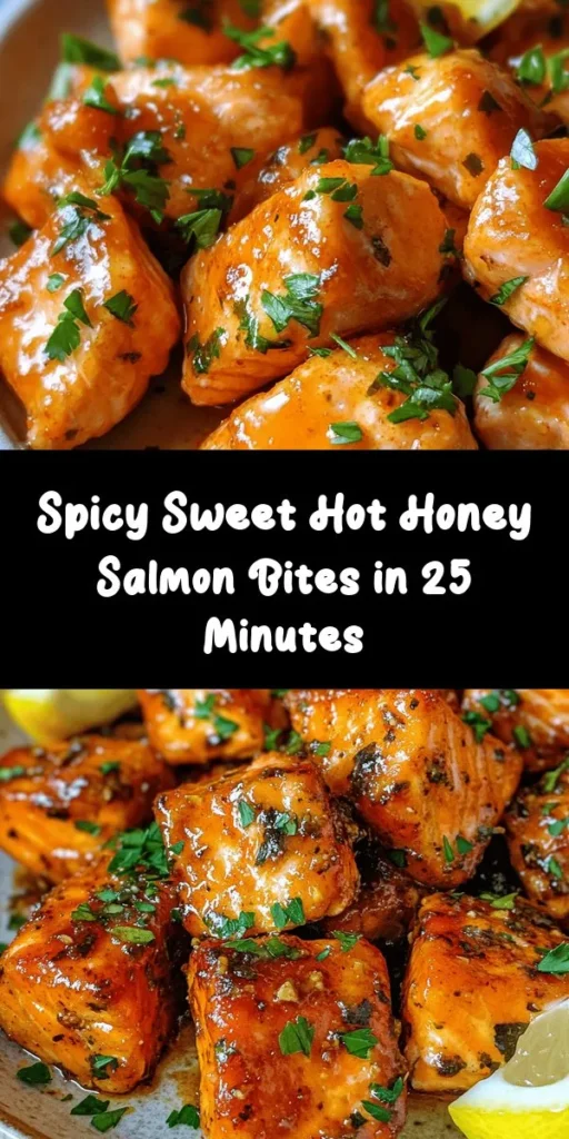 Treat yourself to these delicious Hot Honey Salmon Bites! With a perfect blend of sweet honey and spicy sriracha, this easy recipe features tender salmon coated in a flavorful glaze. Ready in just 25 minutes, these bites are ideal for a quick weeknight dinner or a tasty appetizer for gatherings. Garnish with fresh parsley and serve with lemon wedges for a burst of freshness. Get ready to impress your taste buds!