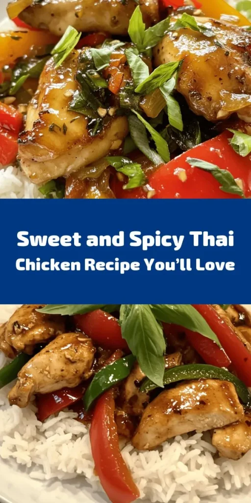 Discover the perfect balance of flavors with this Sweet and Spicy Thai Chicken recipe! Featuring tender chicken thighs marinated in a flavorful sauce of soy sauce, honey, and chili garlic, this dish is loaded with colorful veggies like bell peppers and onions. It's quick to prepare and perfect for serving over jasmine rice or rice noodles. Finish with fresh basil and green onions for a delicious meal everyone will love. Enjoy a taste of Thailand at home!