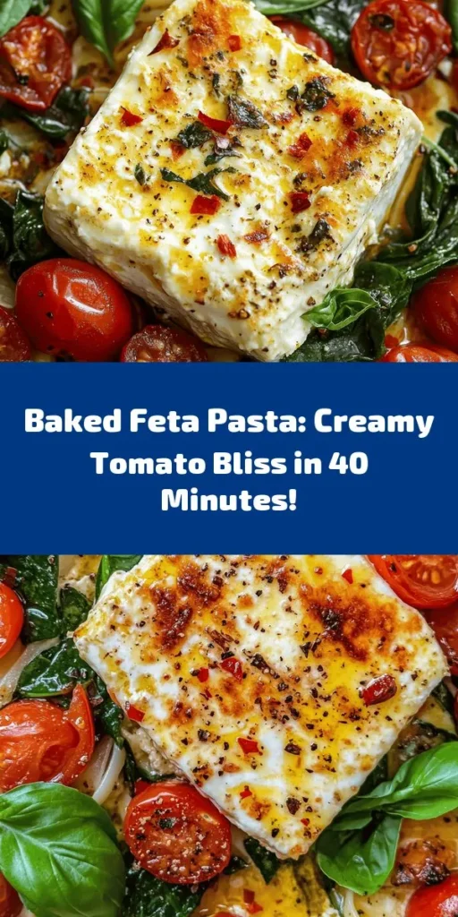 Indulge in this creamy baked feta pasta delight that’s as easy to make as it is delicious! With just a few simple ingredients like feta cheese, cherry tomatoes, and fresh spinach, you’ll create a rich and flavorful sauce in no time. Simply bake, mix with al dente pasta, and finish it off with fresh basil and Parmesan for a meal that’s sure to impress. Perfect for a cozy dinner or to impress guests! Save this recipe for your next cooking night!