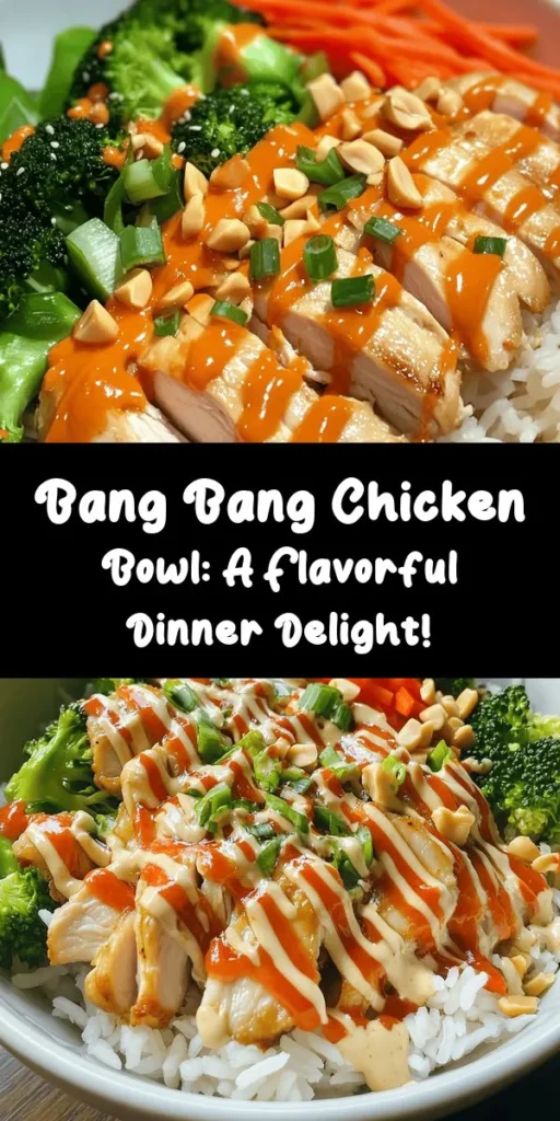 Get ready to spice up your dinner with this delicious Bang Bang Chicken Bowl! Featuring tender, sautéed chicken thighs over a fluffy bed of jasmine rice, this dish is packed with vibrant veggies like broccoli, carrots, and bell peppers. Drizzle on a creamy Bang Bang sauce for just the right kick, and top with crunchy peanuts and green onions. Perfect for meal prep or a quick weeknight dinner, this bowl is both satisfying and full of flavor. Enjoy this mouthwatering meal in just 40 minutes!