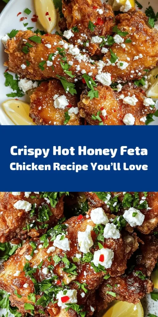 Spice up your dinner with this Crispy Hot Honey Feta Chicken! Juicy chicken thighs marinated in buttermilk are coated in a flavorful blend of flour and cornmeal before being fried to perfection. Top it off with a delicious hot honey feta sauce that adds a sweet and spicy kick. Perfect for a weeknight meal or impressing guests. Serve with fresh herbs and lemon wedges for a burst of flavor. Enjoy this mouthwatering dish that's sure to be a hit!