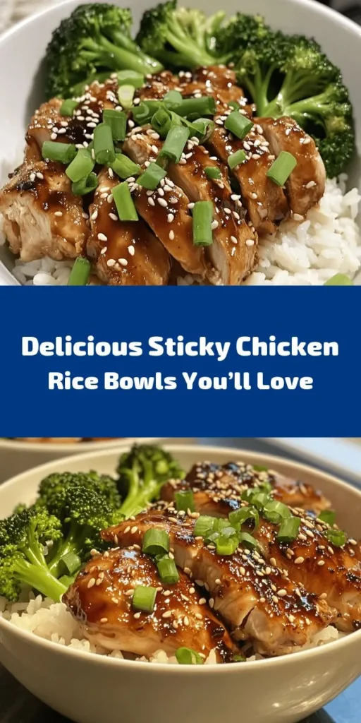 Get ready to enjoy these mouthwatering Sticky Chicken Rice Bowls! This easy recipe features tender, marinated chicken thighs served over fluffy jasmine rice, all drizzled with a sweet and savory sauce. Perfect for a weeknight dinner or meal prep, these bowls can be customized with your favorite veggies. Garnish with green onions and sesame seeds for an extra pop of flavor. Try this delightful dish that’s sure to satisfy every palate!