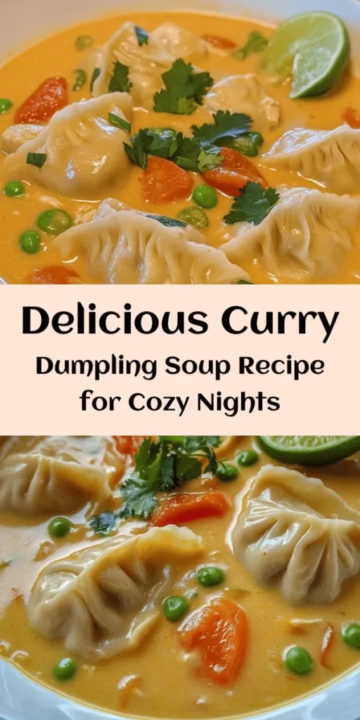 Discover the ultimate comfort food with this Best Curry Dumpling Soup! Whip up homemade dumplings with a savory filling of chicken or tofu mixed with green onions and spices. Cook them in a luscious soup made with coconut milk and vibrant veggies. Perfect for chilly nights or impressing guests, this flavorful dish is easy to make and incredibly satisfying. Enjoy garnished with fresh cilantro and lime for an extra burst of flavor!