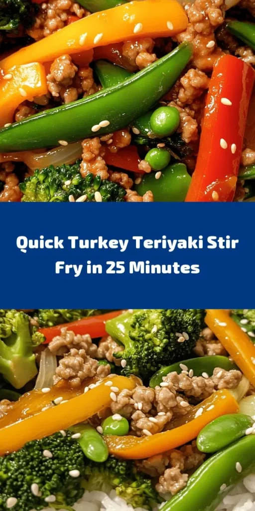 Looking for a quick and delicious weeknight meal? This Savory Ground Turkey Teriyaki Stir Fry is just what you need! Packed with fresh veggies like broccoli, bell peppers, and snap peas, this dish comes together in just 25 minutes. The ground turkey cooks up tender and flavorful, coated in a homemade teriyaki sauce that’s both sweet and savory. Serve it over rice or quinoa for a wholesome dinner the whole family will love. Don't forget to sprinkle with sesame seeds for that perfect finishing touch!