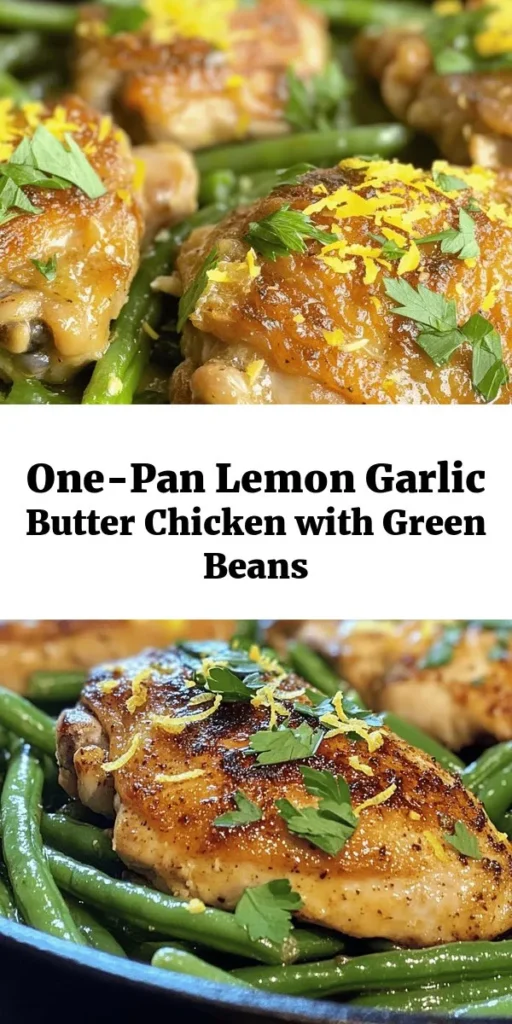 Savor the delightful flavors of this Lemon Garlic Butter Chicken and Green Beans Skillet! In just 30 minutes, you can enjoy juicy chicken thighs seared to perfection and tossed with fresh green beans in a zesty lemon garlic butter sauce. This one-pan meal is not only quick and easy but also packed with vibrant flavors that will brighten up your dinner table. Perfect for busy weeknights or a tasty family meal! Grab the recipe and start cooking!