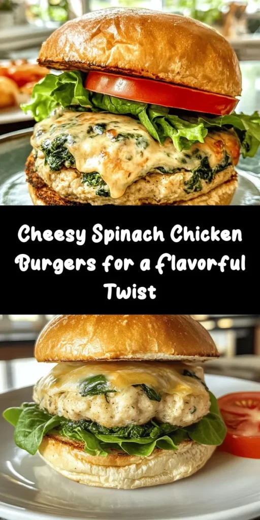 Get ready to savor the flavor with these Savory White Cheddar & Spinach Chicken Burgers! Perfect for a quick weeknight meal, these juicy chicken patties are packed with fresh spinach and melted white cheddar cheese. Simply mix, form, and cook for a deliciously healthy twist on a classic favorite. Serve them up on whole wheat buns with your favorite toppings, and enjoy a delightful bite every time. Ideal for family dinners or casual gatherings!