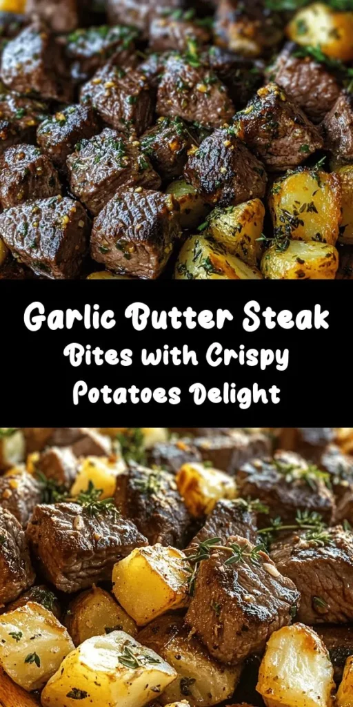 Get ready to impress with these Sizzling Garlic Butter Steak Bites and Crispy Potatoes! This mouthwatering dish features tender sirloin steak cubes seared to perfection, tossed in a rich garlic butter sauce, and paired with golden, crispy baby potatoes. Perfect for a weeknight dinner or a special occasion, this recipe takes just 30 minutes to prepare. Serve it up garnished with fresh parsley for a delightful finish!