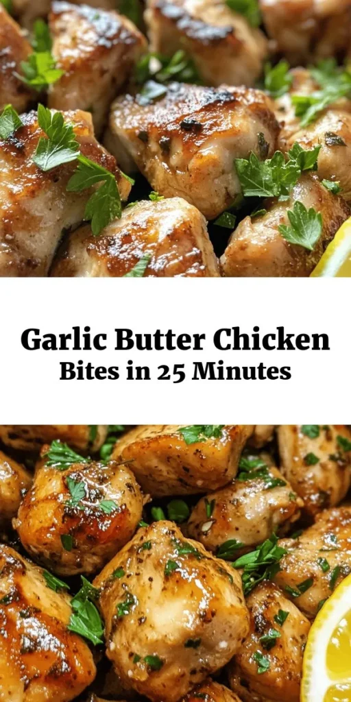 Savor the taste of this easy Garlic Butter Chicken Bites recipe! Perfect for a quick dinner, these tender chicken pieces are sautéed to golden perfection and coated in a rich garlic butter sauce. With just a handful of ingredients like fresh parsley, lemon juice, and a hint of paprika, you can whip up this delightful dish in just 25 minutes. Serve with lemon wedges for an added zing and enjoy a meal that’s bursting with flavor!