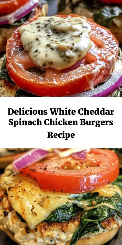 Elevate your burger game with these delicious White Cheddar and Spinach Chicken Burgers! Perfect for a healthy weeknight dinner, this recipe combines ground chicken with fresh spinach and rich white cheddar cheese for a burst of flavor in every bite. Simply mix, shape, and cook to golden perfection. Serve them on whole grain buns with fresh toppings like tomatoes and red onions. Quick to prepare and sure to impress, they’re a tasty alternative to traditional beef burgers!