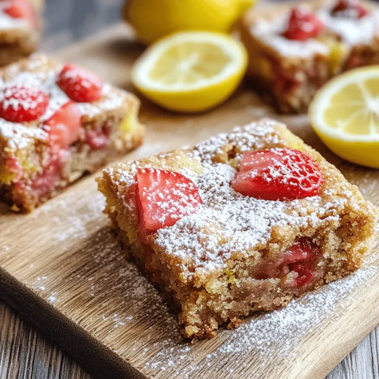 Strawberry Lemon Blondies are the ultimate dessert that beautifully marries sweet and tart flavors, creating a delightful treat that captures the essence of summer in every bite. Whether you’re preparing for a lively summer barbecue, a cozy family gathering, or simply looking to satisfy your sweet tooth at home, these blondies are sure to impress. With the vibrant taste of fresh strawberries balanced by the zesty brightness of lemon, they not only taste incredible but also present a stunning visual appeal that makes them a fantastic addition to any dessert table.