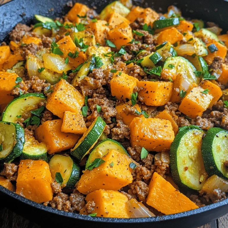 In the fast-paced world of today, finding time to prepare a wholesome, nutritious meal can often feel like a daunting task. Enter the Ground Beef Zucchini Sweet Potato Skillet—a delicious and nourishing one-pan meal that beautifully marries the heartiness of ground beef with the wholesome goodness of sweet potatoes and zucchini. This recipe is not only a crowd-pleaser but also an ideal solution for busy families and health-conscious individuals seeking a quick and satisfying dinner option.
