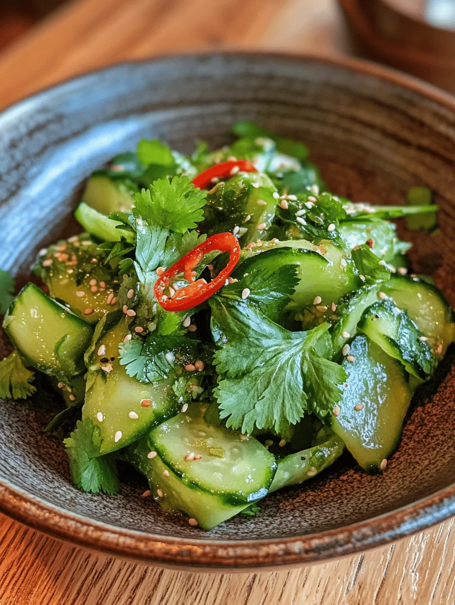 Cucumber salads are a staple in various Asian cuisines, celebrated for their refreshing crunch and vibrant flavors. Whether served as a side dish at a summer barbecue or as a staple accompaniment to a larger meal, this dish has garnered popularity for its versatility and ease of preparation. The Refreshing Asian Cucumber Salad is particularly beloved during warmer months, providing an invigorating contrast to heavier dishes.