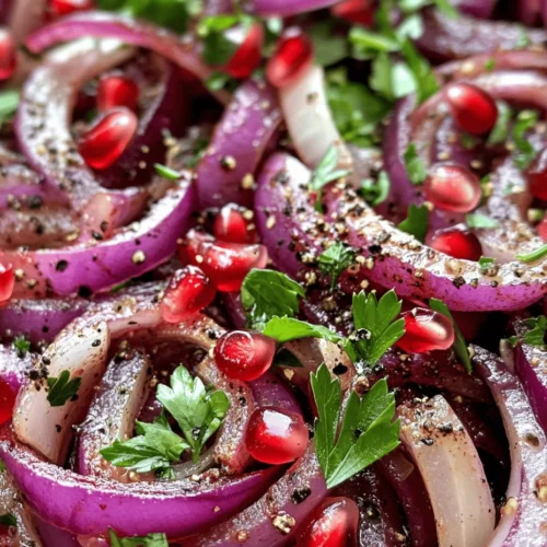 Zesty Sumac Onions with a Twist is a vibrant and refreshing dish that can elevate any meal with its bold flavors and colorful presentation. This recipe celebrates the use of sumac, a versatile spice that has roots in Middle Eastern cuisine and has gained popularity worldwide for its unique taste and health benefits. Sumac is known for its tangy, lemony flavor, making it an exceptional ingredient in salad dressings, marinades, and, of course, our featured dish.