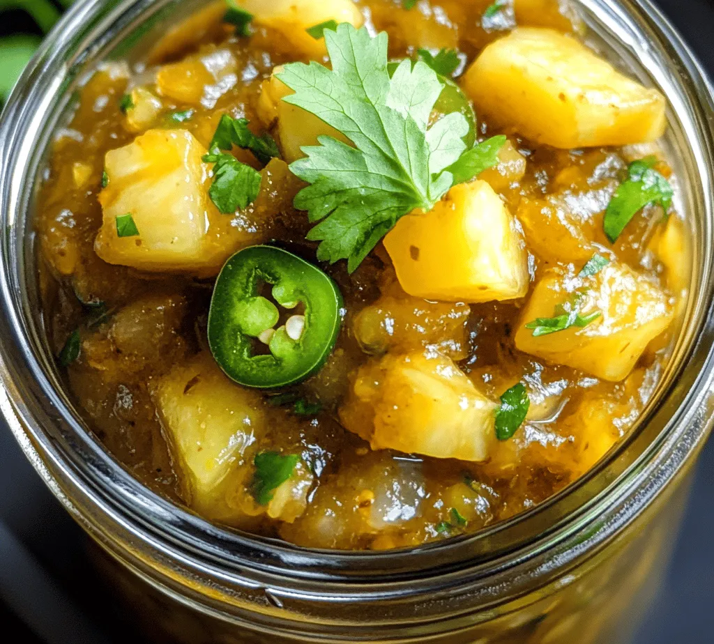 Chutneys are a beloved component of many culinary traditions around the world, offering a burst of flavor that can elevate any dish. Originating from the Indian subcontinent, chutneys are versatile condiments that can be used in various ways, from enhancing curries to serving as a dip for snacks. One standout recipe that captures the essence of this tradition is Spicy Pineapple Jalapeño Chutney. This unique condiment brilliantly balances sweet, spicy, and tangy flavors, making it an exceptional addition to your culinary repertoire.