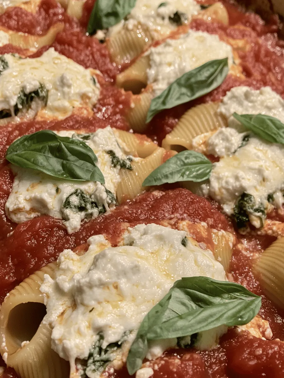 Delve into the world of comfort food with this easy spinach and ricotta stuffed shells recipe. For those who appreciate the harmony of flavors, this dish combines the rich, creamy essence of ricotta cheese with the vibrant, nutritious goodness of spinach. Each tender pasta shell cradles this delightful filling, creating a symphony of taste that is further enhanced by a generous topping of marinara sauce and melted mozzarella cheese. Whether you are seeking a quick weeknight dinner or an impressive dish for a special occasion, this recipe is your go-to solution. Not only is it simple to prepare, but it also provides a wholesome meal that the whole family will adore.