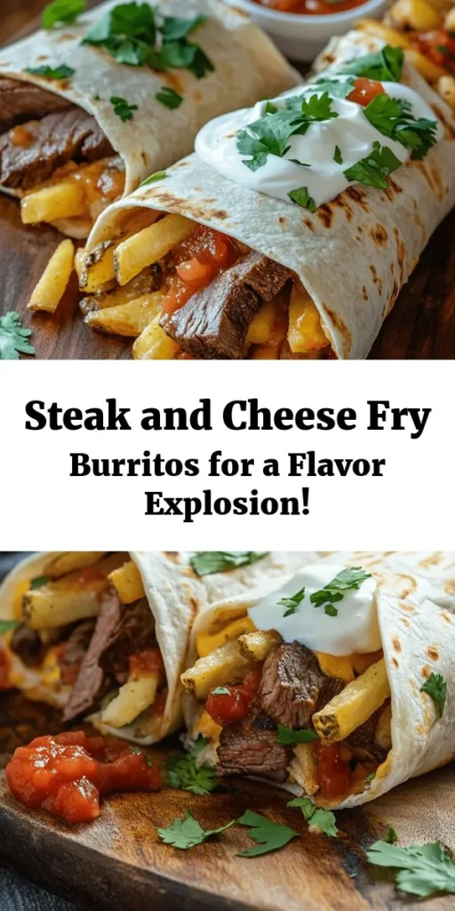 Satisfy your cravings with these mouthwatering Steak & Cheese Dirty Fry Burritos! Packed with tender, seasoned steak, crispy homemade fries, and a blend of melty cheeses, these burritos are a delicious twist on a classic favorite. Follow our easy recipe to create these fluffy burritos, toasted to golden perfection. Serve them with sour cream and salsa for the ultimate indulgence. Perfect for lunch or dinner, this dish will become a family favorite!