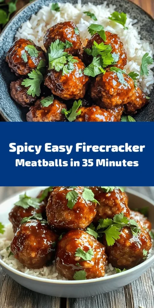 These Easy Firecracker Meatballs are a must-try for your next gathering! Made with ground beef or turkey, breadcrumbs, and a blend of spices, these meatballs are bursting with flavor. Bake them to perfection, then toss in a sweet and spicy firecracker sauce featuring sweet chili, soy sauce, and sriracha. They're perfect as a main dish or appetizer! Quick to prepare and full of deliciousness, serve them with rice or noodles for a complete meal. Enjoy!