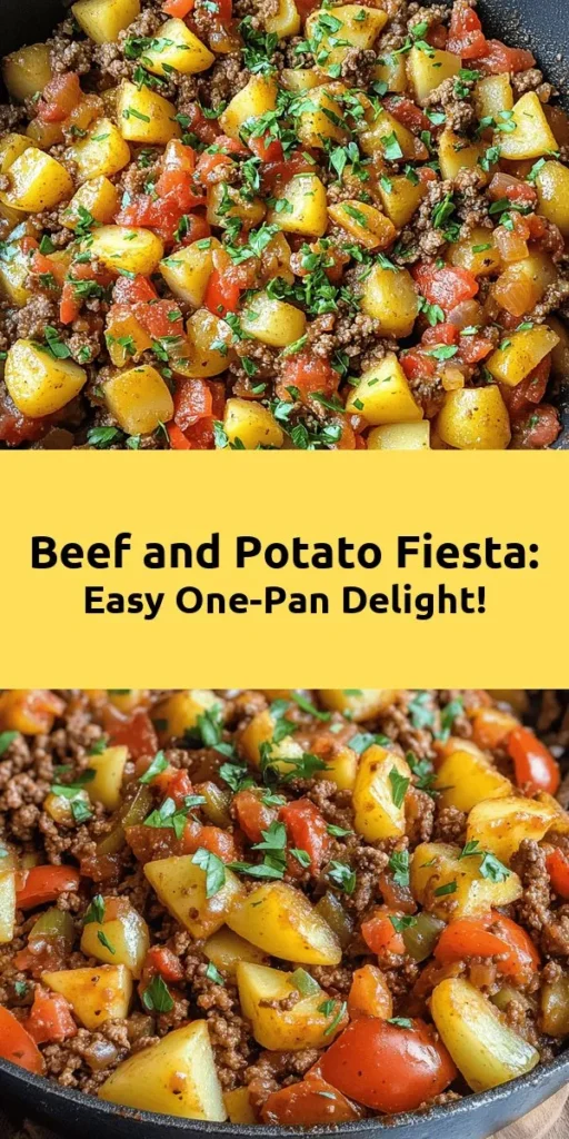 Get ready for a delicious and hearty meal with this Ground Beef and Potatoes Fiesta! This easy recipe combines savory ground beef, tender potatoes, and colorful veggies for a satisfying dish the whole family will love. With simple ingredients like diced tomatoes, beef broth, and flavorful spices, it’s perfect for a weeknight dinner. In just 45 minutes, you can enjoy a comforting, one-pan meal garnished with fresh parsley. Give it a try and bring some fiesta vibes to your table!