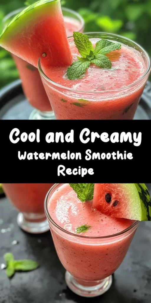Beat the heat with this refreshing watermelon smoothie! This quick and easy recipe combines juicy watermelon, creamy frozen banana, and a splash of coconut water or almond milk for the perfect summer drink. Zesty lime juice adds a kick, while a touch of agave syrup sweetens it just right. For an extra minty twist, add fresh mint leaves. Blend all the ingredients together for a deliciously cool treat in just 10 minutes! Perfect for hot days or a healthy snack!