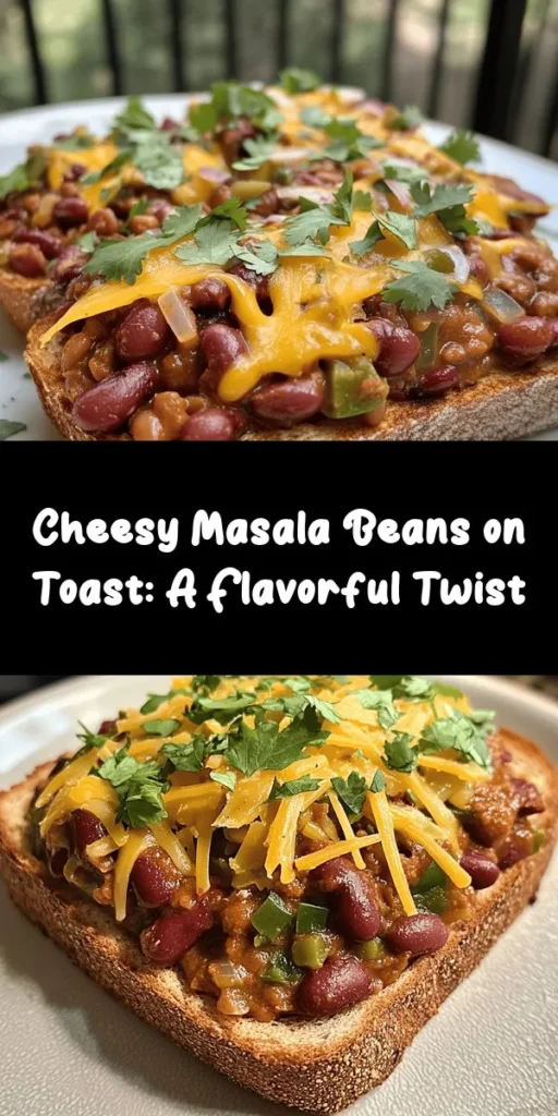 Looking for a delicious twist on a classic breakfast? Try these Cheesy Masala Beans on Toast! This simple yet flavorful recipe combines kidney beans, aromatic spices, and gooey cheese, all served on crispy whole-grain bread. Perfect for a quick meal or brunch dish, it's ready in just 25 minutes. Enjoy the blend of spices and textures topped with fresh cilantro for a delightful kick. Your taste buds will thank you!