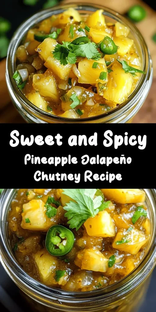 Elevate your meals with this Spicy Pineapple Jalapeño Chutney! This delightful blend of fresh pineapple, zesty jalapeños, and aromatic spices comes together in just 45 minutes. It's the perfect balance of sweet and heat, making it an ideal companion for grilled meats, tacos, or even a tasty sandwich spread. Let the flavors develop overnight for the best taste. Get ready to wow your taste buds with this flavorful chutney!