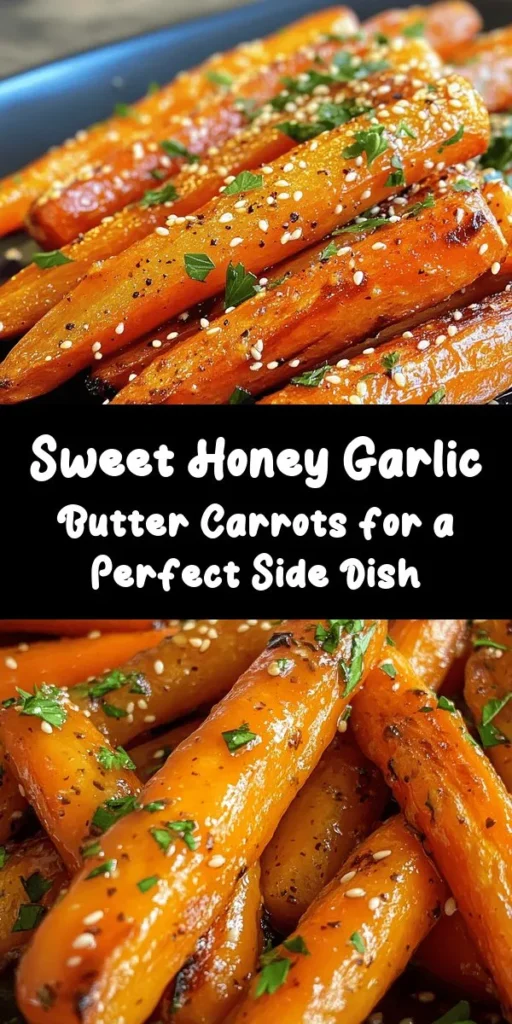 Add a touch of sweetness to your dinner with these Honey Garlic Butter Roasted Carrots! This easy recipe features vibrant carrots coated in a luscious mixture of butter, honey, and garlic, then roasted to perfection. With a sprinkle of fresh parsley and optional toasted sesame seeds, these savory-sweet carrots are the perfect side dish for any meal. Ready in just 40 minutes, they bring color and flavor to your table effortlessly!