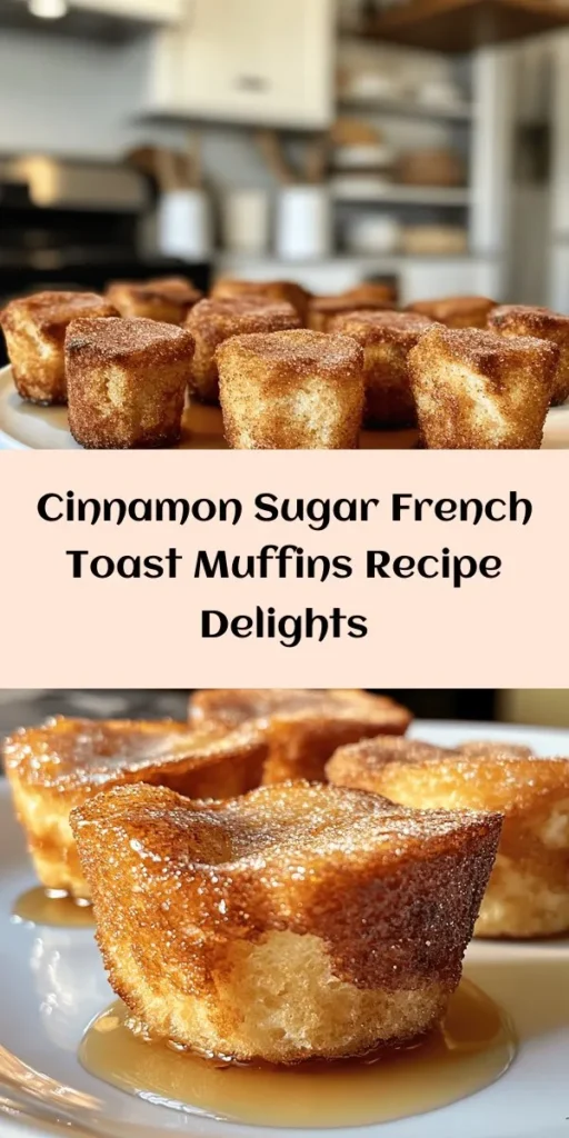 Indulge in the sweet and cozy flavors of Cinnamon Sugar French Toast Muffins! Perfect for breakfast or brunch, these delightful treats are made with buttery challah or brioche bread, soaked in a creamy egg and spice mixture, and baked until golden. Roll them in a scrumptious cinnamon sugar coating for an irresistible finish. Serve warm with a drizzle of maple syrup and watch these disappear! Easy to make and oh-so-delicious!