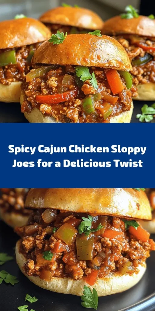 Spice up your dinner with these Cajun Chicken Sloppy Joes! This easy recipe combines tender ground chicken with vibrant veggies and a kick of Cajun seasoning for a delicious twist on a classic favorite. Ready in just 30 minutes, these flavorful sandwiches are perfect for busy weeknights. Serve them on toasted buns, topped with fresh parsley, and enjoy with coleslaw or sweet potato fries. Your family will love this fun and tasty meal!