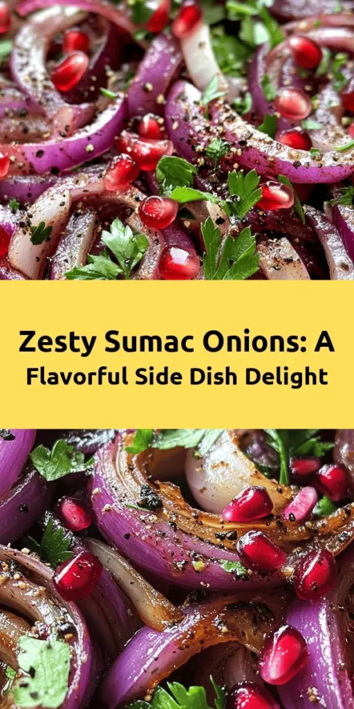Elevate your meals with these zesty sumac onions that pack a flavorful punch! With just a handful of ingredients, including red onions, sumac, and honey, this recipe is quick to prepare and perfect for any dish. Marinate for a bit, sauté until tender, and finish with a splash of lemon juice for freshness. Garnished with parsley and pomegranate seeds, these onions are sure to impress. Perfect for toppings, side dishes, or a vibrant addition to salads!
