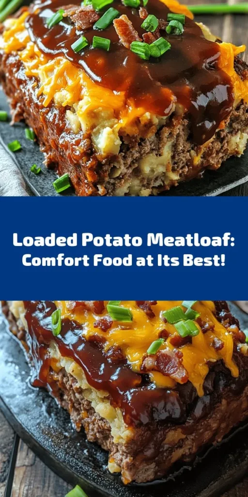 Elevate your dinner game with this Ultimate Loaded Potato Meatloaf recipe! Combining juicy ground beef and pork with creamy mashed potatoes, rich cheddar cheese, and crispy bacon, this meatloaf is a flavor-packed delight. Topped with smoky barbecue sauce, it’s baked to perfection and ready to impress. Ideal for family meals or a cozy gathering, this dish promises comfort in every bite. Don’t forget to garnish with extra cheese and green onions for that finishing touch!
